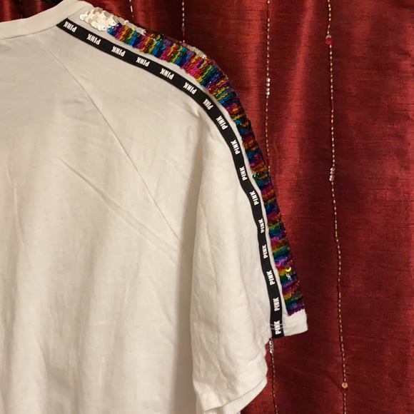 NWOT VS PINK rainbow/silver sequin flip tee - Picture 10 of 14